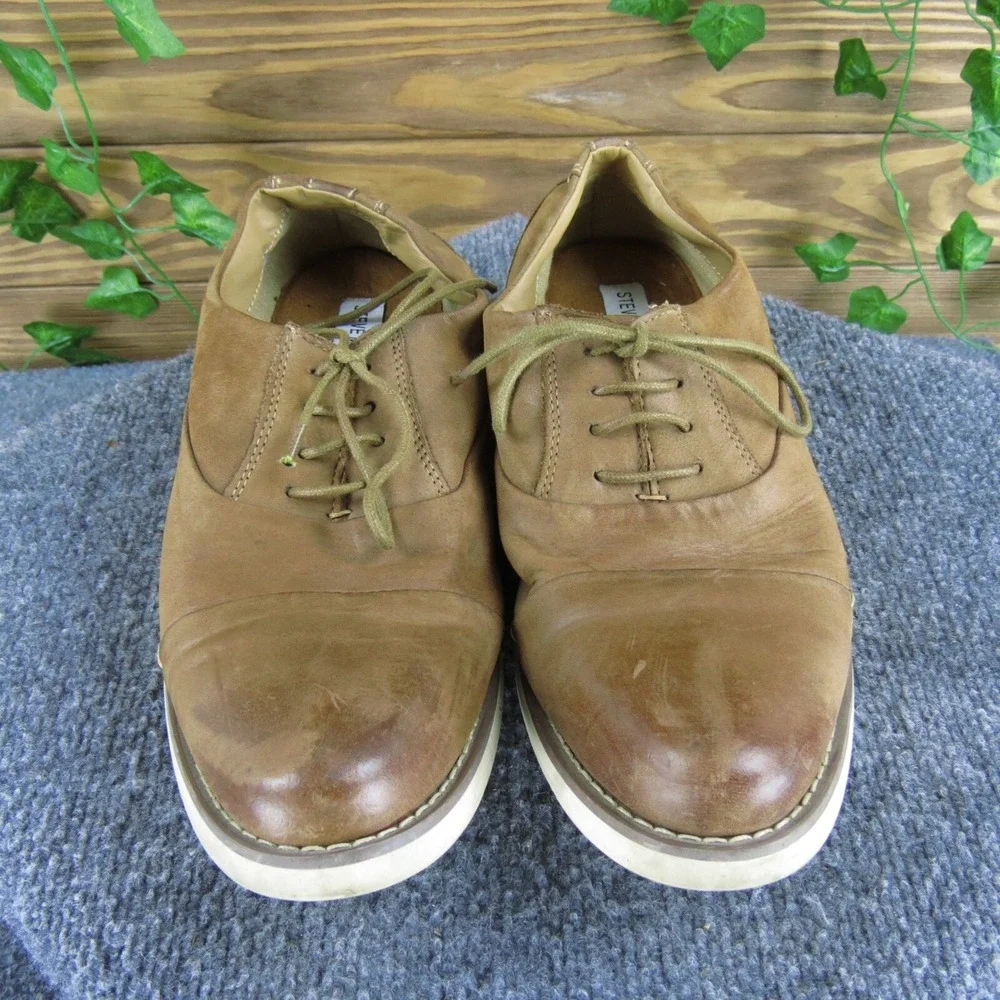 Steve Madden Unvail Men Leather Oxford Dress Shoes Casual Lace‎ Up Brown Size 9